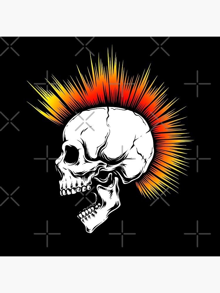 アート・デザイン・音楽 SKULL STYLE Punk Skull with Mohawk Glitch Style