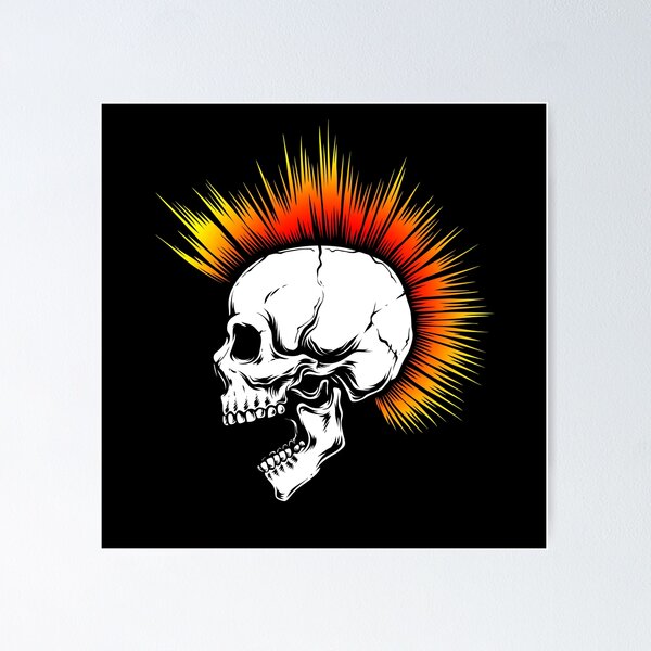 Punk Skull with Fuchsia Mohawk