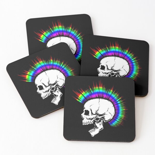 Item preview, Punk Skull with Rainbow Colors Mohawk designed and sold by Ikaroots.