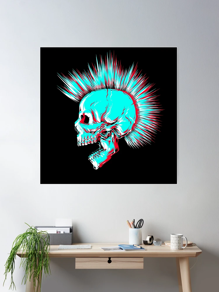 Glitch Punk Skull with Mohawk