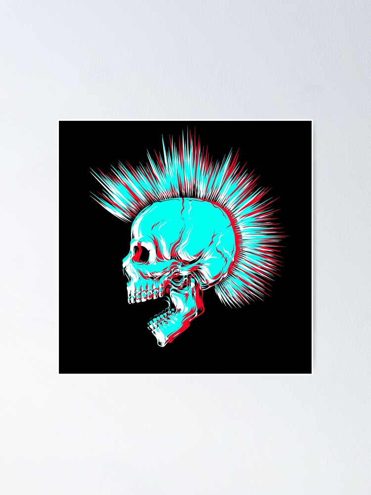 Glitch Punk Skull with Mohawk