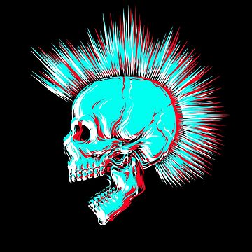 【最安値に挑戦】 Glitch Punk Skull with Mohawk アート・デザイン・音楽