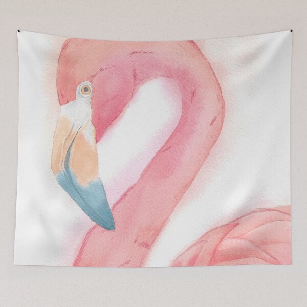 Item preview, Watercolor pink flamingo painting designed and sold by L'Atelier Oranjade.