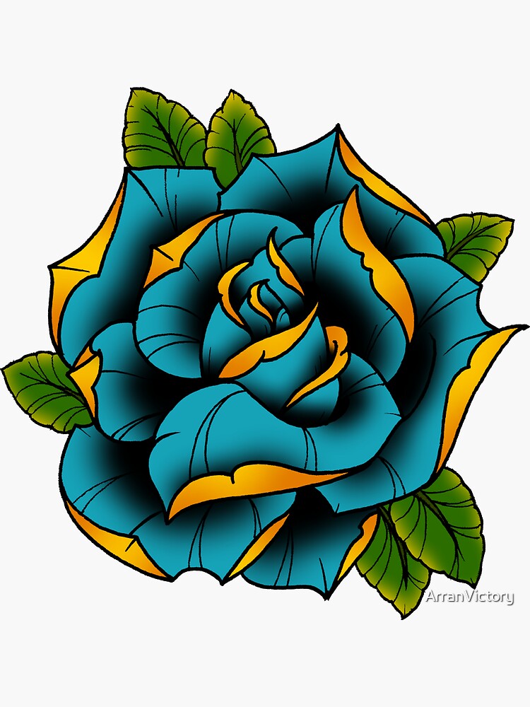 Neotraditional Rose in Blue by ArranVictory