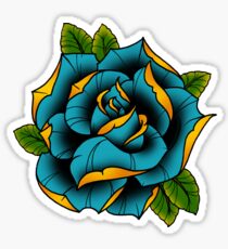 Neotraditional Rose in Blue Sticker