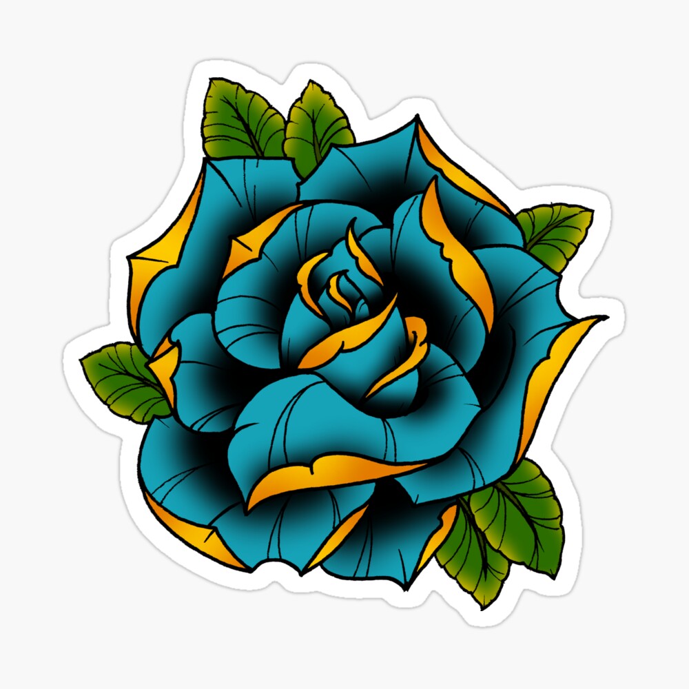 Temporary Tattoo Blue Rose Tattoo Sticker - Temu