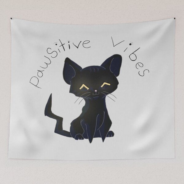 Item preview, pawsitive vibes black kitty designed and sold by NeutralDragons.