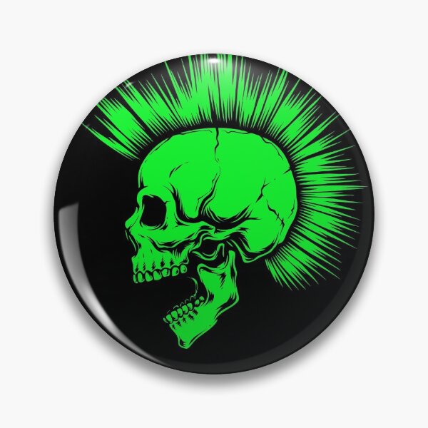 Item preview, Fluo Green Punk Skull with Mohawk designed and sold by Ikaroots.