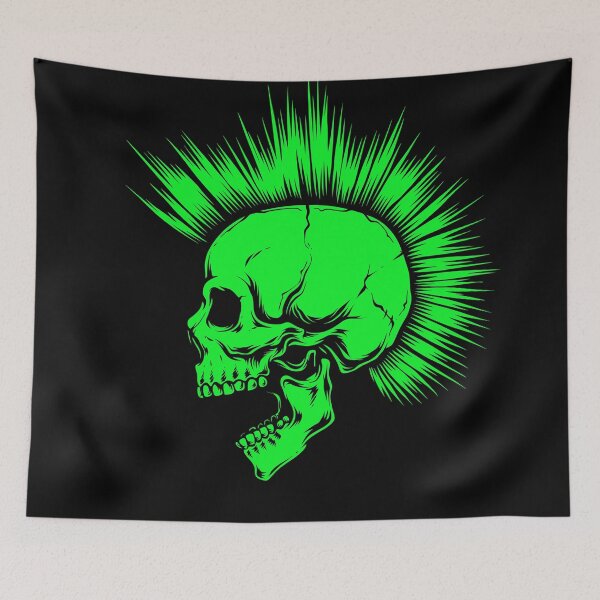 Item preview, Fluo Green Punk Skull with Mohawk designed and sold by Ikaroots.