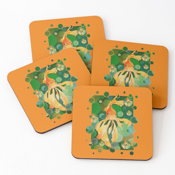 Item preview, Vermilion Goldfish Swimming In Green Bubbles designed and sold by taiche.