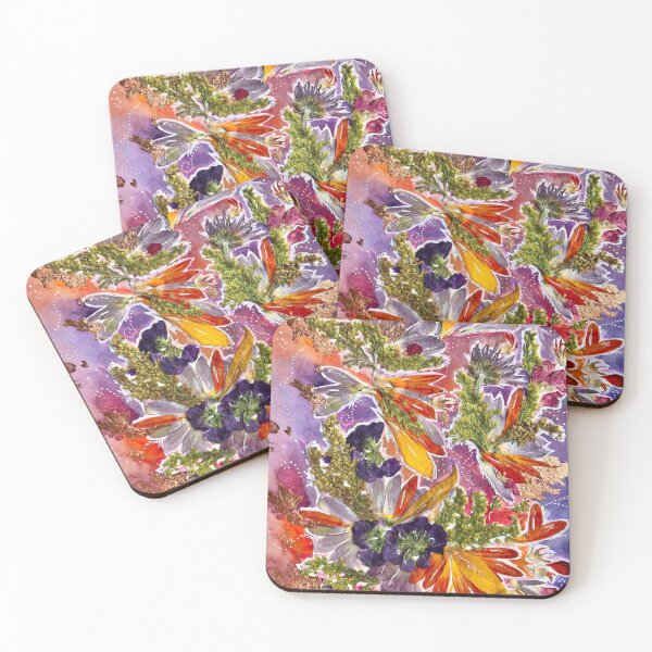 Item preview, Floral Sunset / Pressed Flowers & Watercolor Art designed and sold by kaseydonculp.