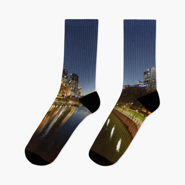 Item preview, Melbourne South Bank and Yarra River shot after sunset, Australia, modern art, wall art, print, personalised gifts, custom printed gifts designed and sold by CameraDesign.