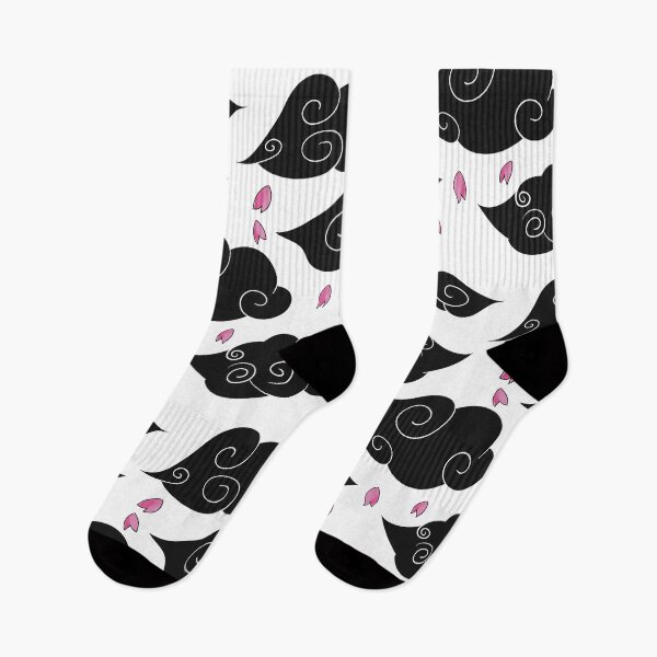 Item preview, Japanese wind clouds in black with cherry blossoms designed and sold by LufikamiDesign.