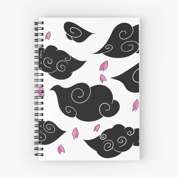 Item preview, Japanese wind clouds in black with cherry blossoms designed and sold by LufikamiDesign.