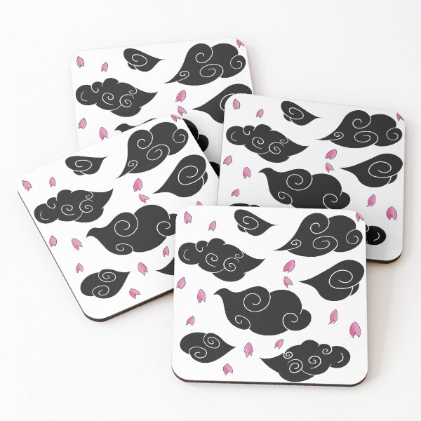 Item preview, Japanese wind clouds in black with cherry blossoms designed and sold by LufikamiDesign.