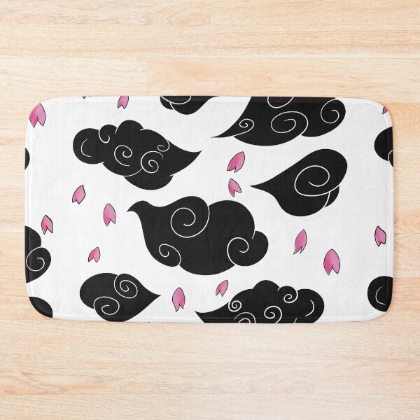 Item preview, Japanese wind clouds in black with cherry blossoms designed and sold by LufikamiDesign.