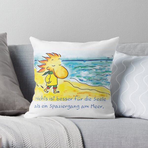 Walk by the sea Throw Pillow