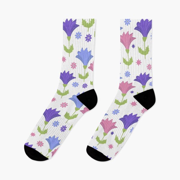 Item preview, Floral seamless pattern with blue, purple, and pink bellflowers designed and sold by Victoria Riabov.