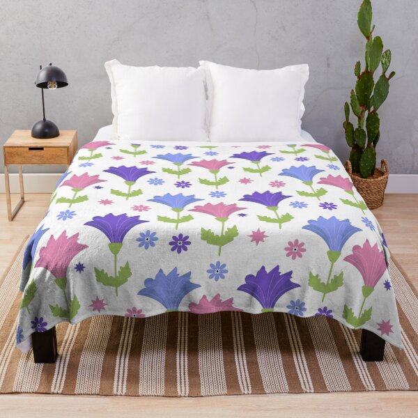 Item preview, Floral seamless pattern with blue, purple, and pink bellflowers designed and sold by Victoria Riabov.