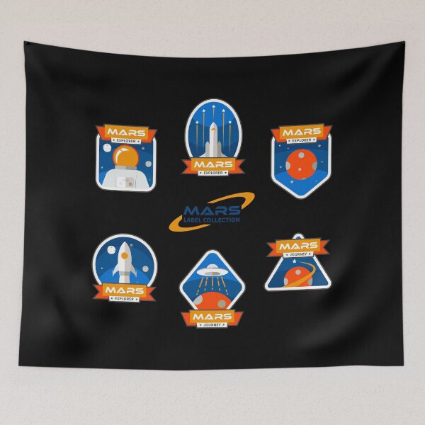Item preview, Mission to Mars - 7 Sticker Pack - Orange and Blue designed and sold by NoMatterLab.