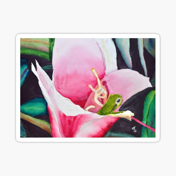 Frog in a Flower Sticker