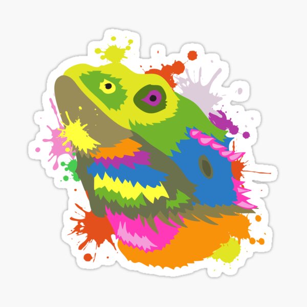 Bearded Dragon Mom Dad I Funny Beardy Gift Colorful Head Sticker