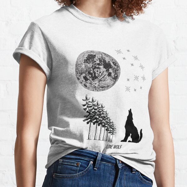 Lone Wolf Howling at the Moon White Classic T-Shirt
