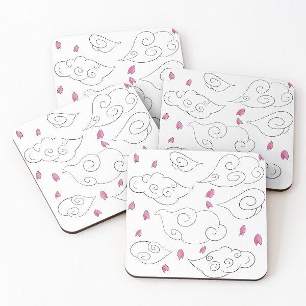 Item preview, Japanese wind clouds in white with cherry blossoms designed and sold by LufikamiDesign.