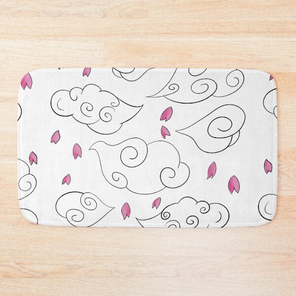 Item preview, Japanese wind clouds in white with cherry blossoms designed and sold by LufikamiDesign.