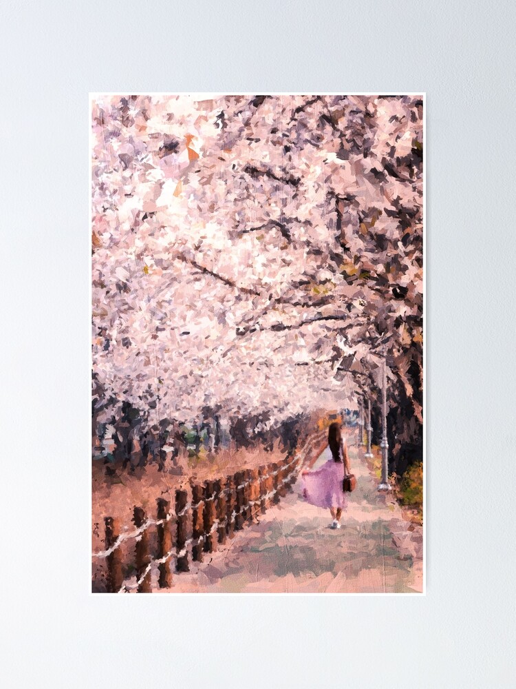 爆買い 英語 Spring view with Cherry Blossom road in Japan- oil painting 絵画