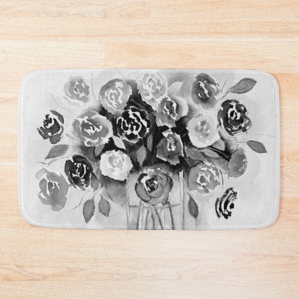 Item preview, Loose Roses Still Life in Black and White designed and sold by The Elderberry Blossom.