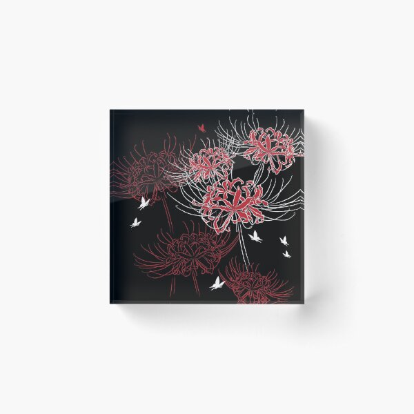 Spider Lily Butterfly Design Acrylic Block