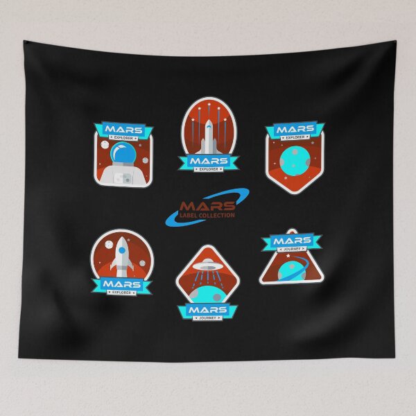 Item preview, Mission to Mars - 7 Sticker Pack -  Blue Red Brown designed and sold by NoMatterLab.