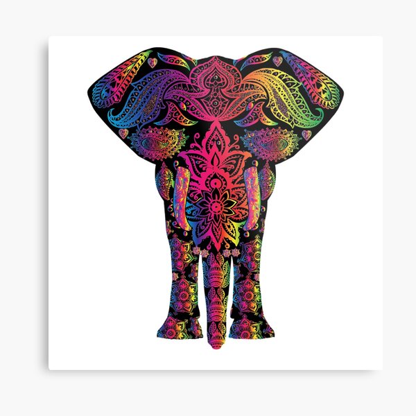 Zentangle Pattern Elephant Metal Print