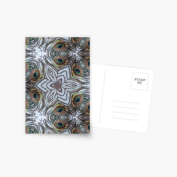 Peacock Feather Kaleidoscope Pattern Postcard