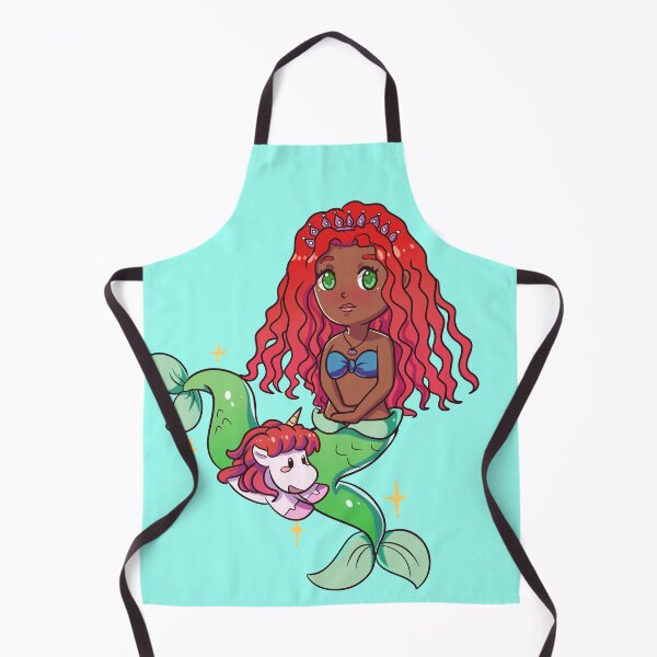 Item preview, African American mermaid with unicorn - African American mermaid, young mermaid, designed and sold by Speckledfrog.
