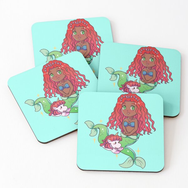 Item preview,  African American mermaid with unicorn - African American mermaid, young mermaid,  designed and sold by Speckledfrog.