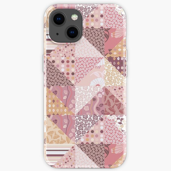 Faux Quilt Block-Peony Palette iPhone Soft Case