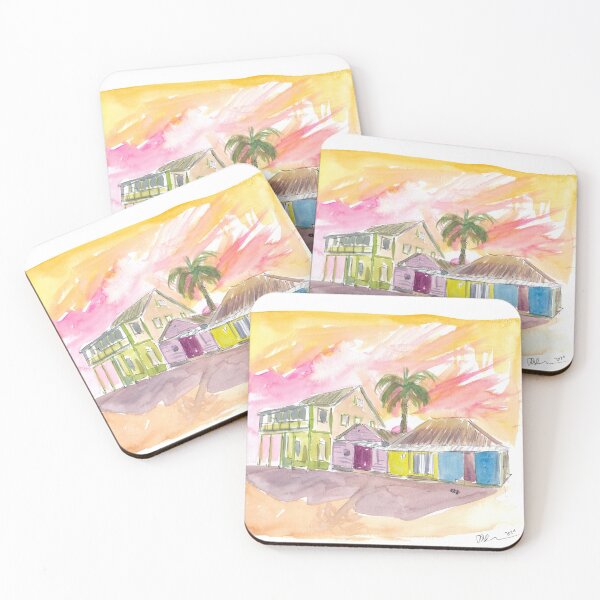 Item preview, St Lucia Colorful Houses and Sunset designed and sold by artshop77.
