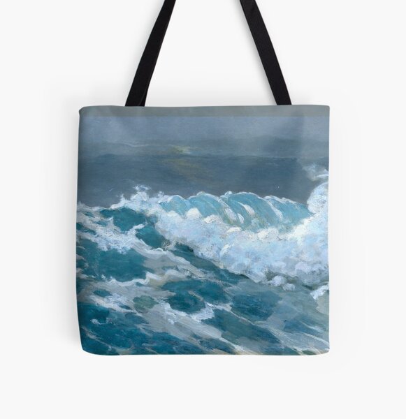 Vague, peinture de la mer Tote bag doublé