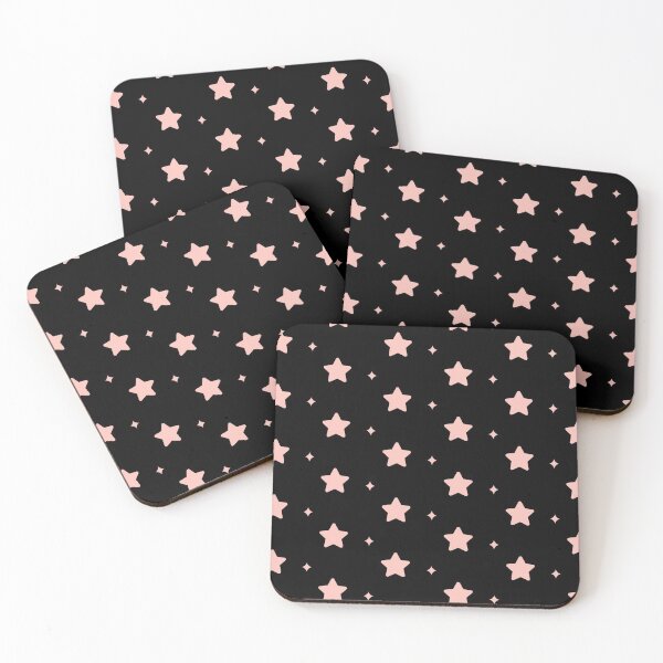 Item preview, Coral Pink Stars Pattern With Black Background designed and sold by AnyLeck.