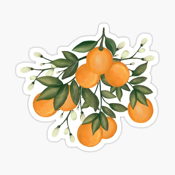 Item preview, Citrus Love - Summer Orange Clementine Greenery  designed and sold by BlueBunnyStudio.