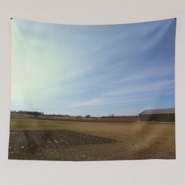 Item preview, Tilled Soil Partly Cloudy Sky Farmland ans Shed in Indiana designed and sold by Mothe3rd.