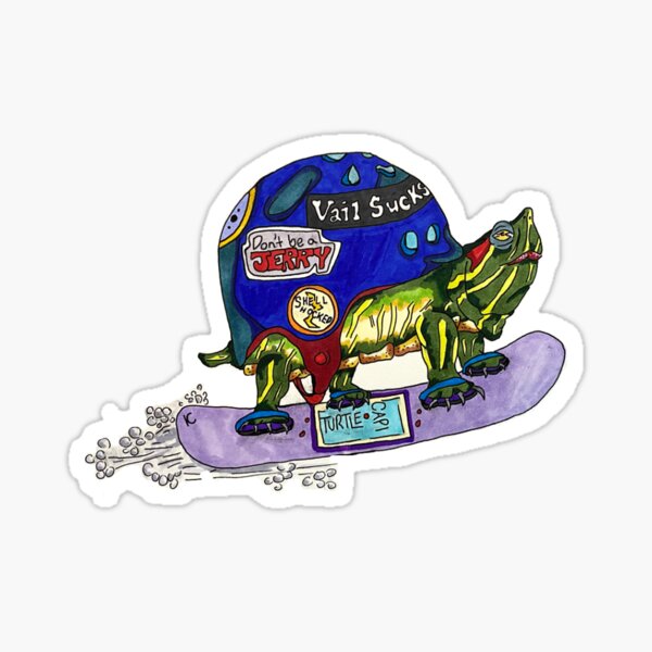 "Turtle Snowboarding Sticker" Sticker for Sale by kayachamberlain