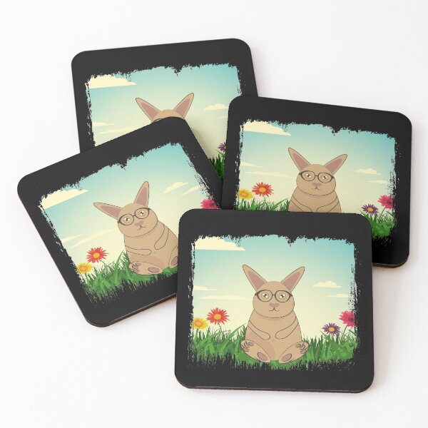 Item preview, Bunny with glasses on flower meadow designed and sold by OmmeDesigns.