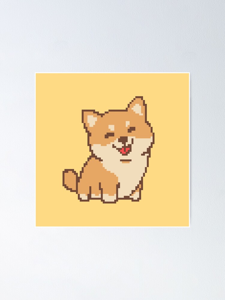 Pixel art dog character design shiba em