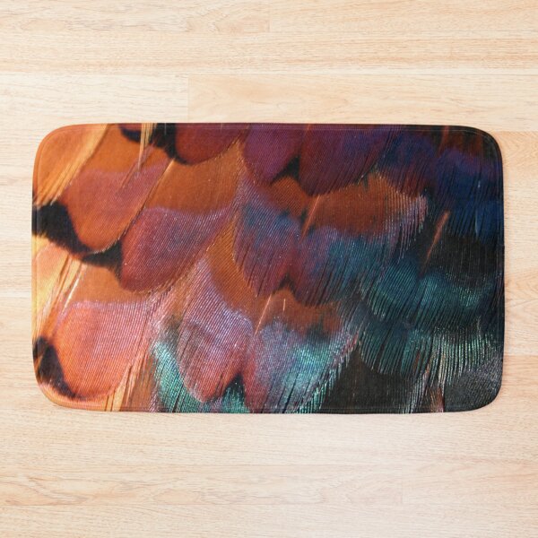 Item preview, Magnificent male pheasant feathers, plumage, rusty orange, dark green, close up. (From photograph of a live pheasant). designed and sold by JellyBeenzz.