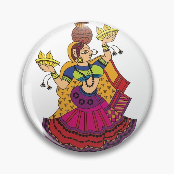 Item preview, Gopika, lady servants of god, as dancer have drawn in Indian folk art, Kalamkari style. designed and sold by Gurunath Bhadekar.