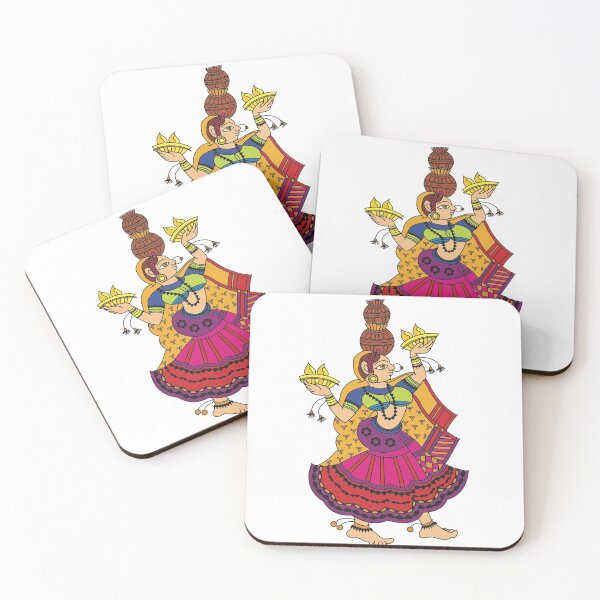 Item preview, Gopika, lady servants of god, as dancer have drawn in Indian folk art, Kalamkari style. designed and sold by Gurunath Bhadekar.