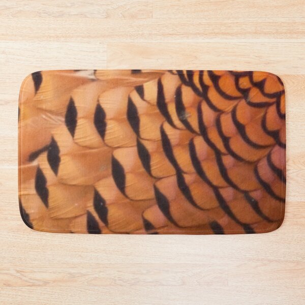 Item preview, Magnificent male pheasant feathers, plumage, rusty orange, black, close up. (From photograph of a live pheasant). designed and sold by JellyBeenzz.